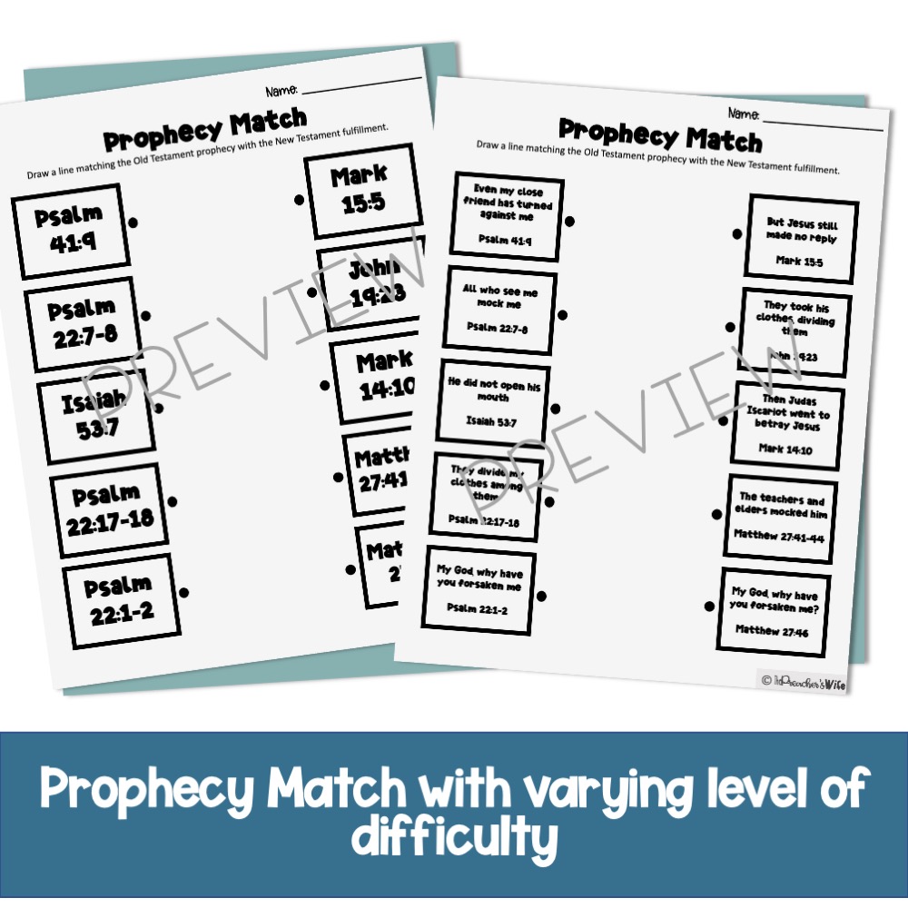 Good Friday Sunday School Old Testament Prophecy Match